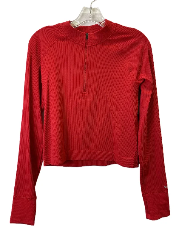 High-neck top Athletic Top Long Sleeve Collar By Dsg Outerwear In Red, Size: L