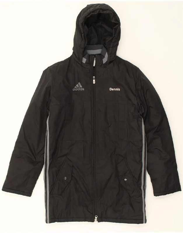 ADIDAS Mens Graphic Hooded Raincoat UK 34 XS Black Polyester