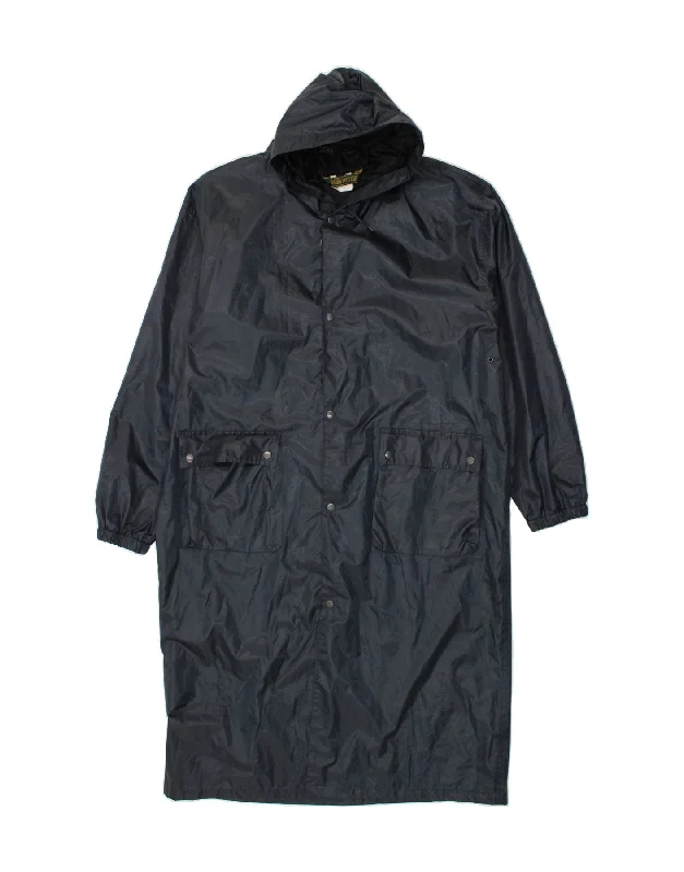 VINTAGE Mens Hooded Raincoat UK 40 Large Navy Blue