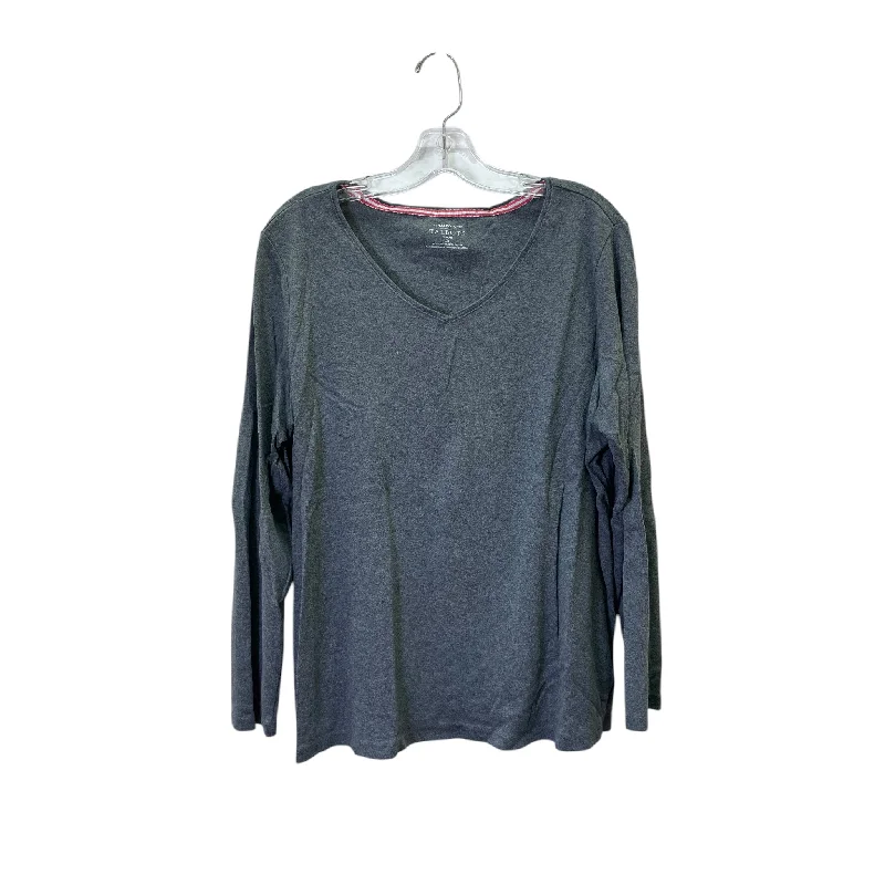 Graphic long sleeve Top Ls By Talbots In Grey, Size:2X