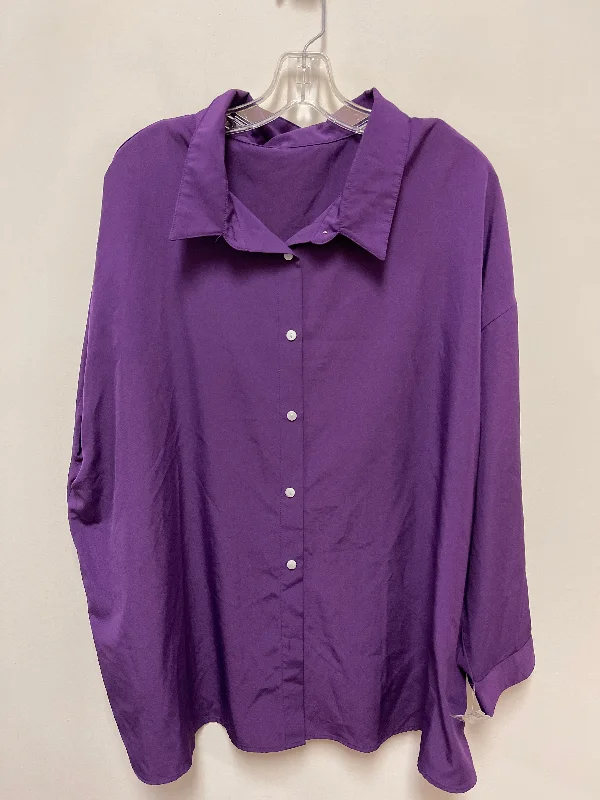 Soft wool Top Long Sleeve By Shein In Purple, Size: 3x