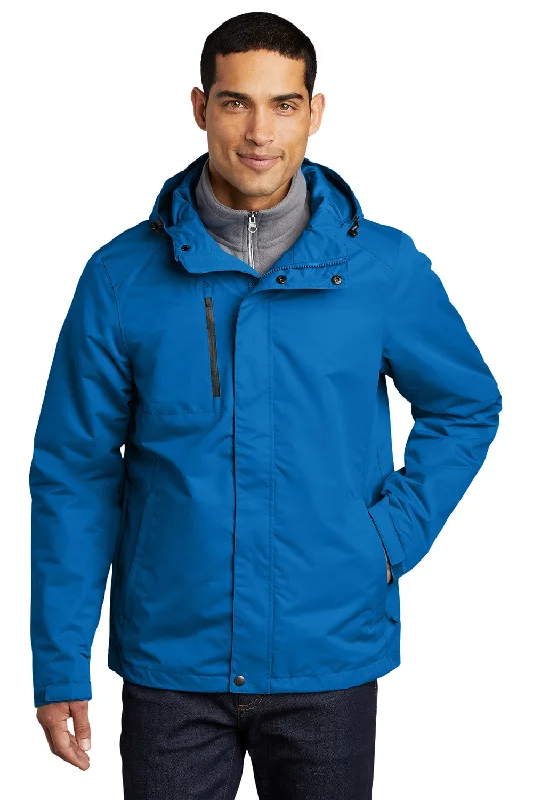 Port Authority Mens All Conditions Waterproof Full Zip Hooded Jacket - Direct Blue