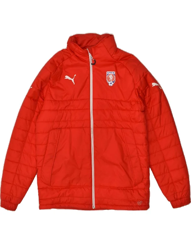 PUMA Mens Hooded Padded Jacket UK 38 Medium Red Polyester