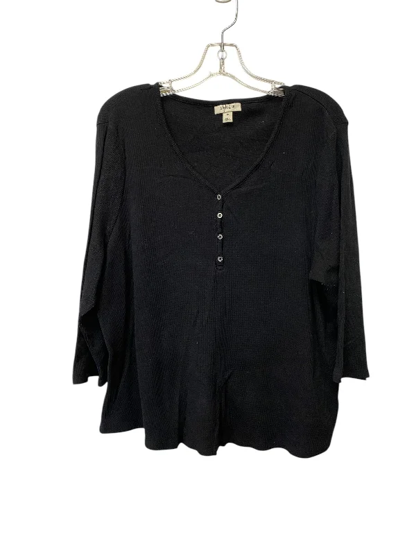 Soft cotton Top Long Sleeve By Style And Company In Black, Size: 3x