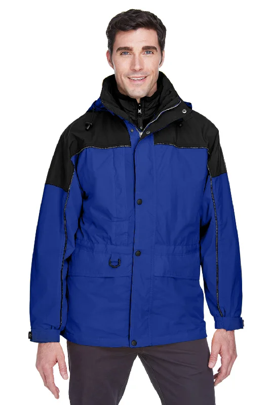 North End Mens 3-in-1 Water Resistant Full Zip Hooded Jacket - Royal Cobalt Blue/Midnight Navy Blue