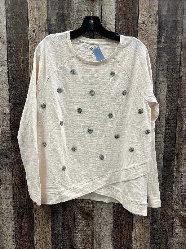 Classic shirt Top Long Sleeve By Loft In Cream, Size: M