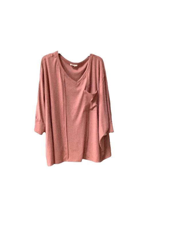 Winter long sleeve Top Long Sleeve By Andree By Unit In Pink, Size: 2x