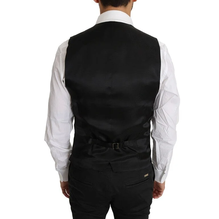 Dolce & Gabbana Sleek Black Wool-Silk Formal Men's Vest