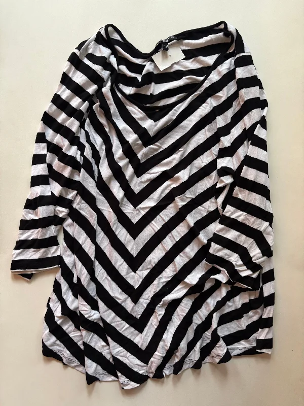 Wool blend Top Long Sleeve By Cable And Gauge In Striped Pattern, Size: 2x