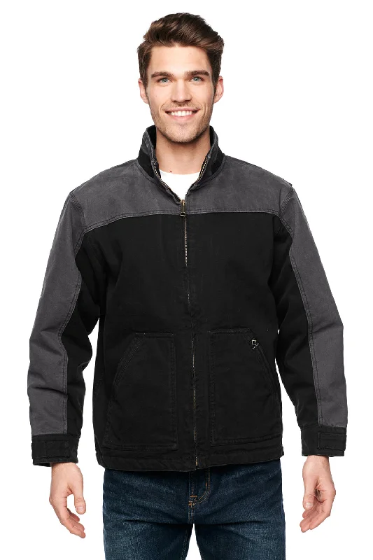 Dri Duck Mens Horizon Canvas Full Zip Jacket - Black/Charcoal Grey