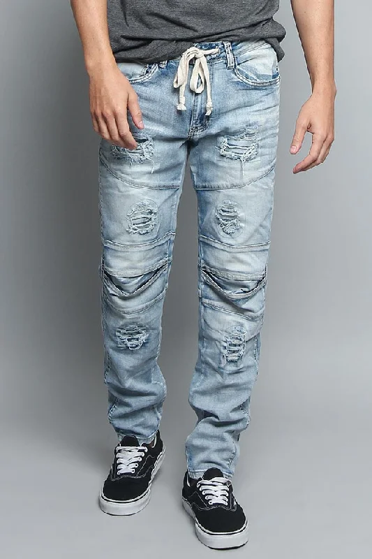 Sporty trousers Distressed Drawstring Denim Jeans