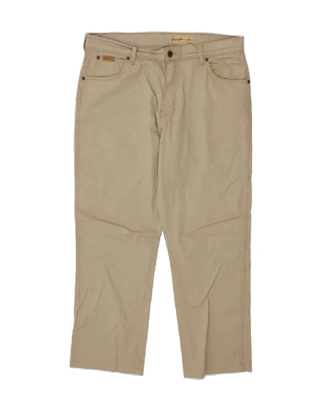 Eco-friendly denim WRANGLER Mens Texas Stretch Straight Casual Trousers W36 L28  Beige Cotton