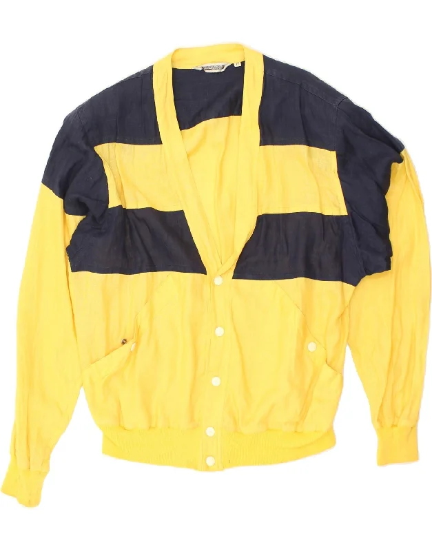 PANCALDI & B Mens Bomber Jacket UK 40 Large Yellow Colourblock Linen