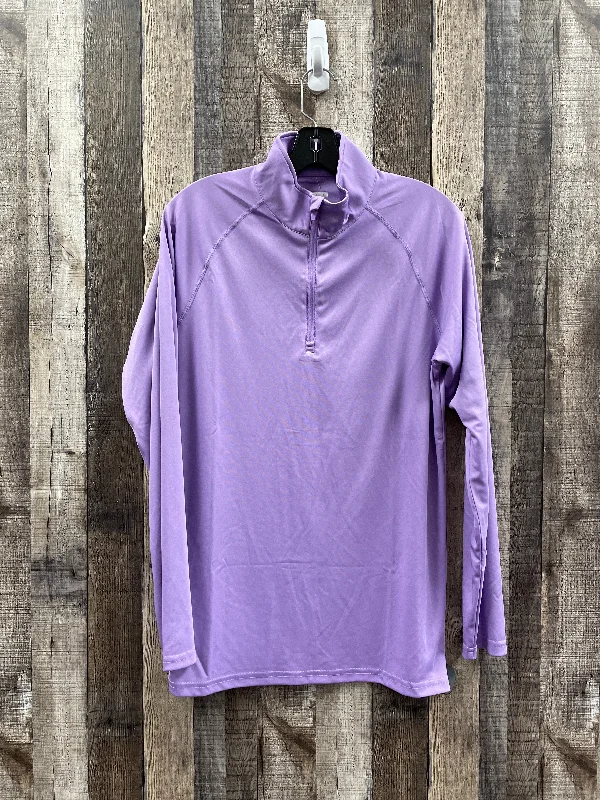 Soft touch Athletic Top Long Sleeve Collar By Cmf In Purple, Size: S