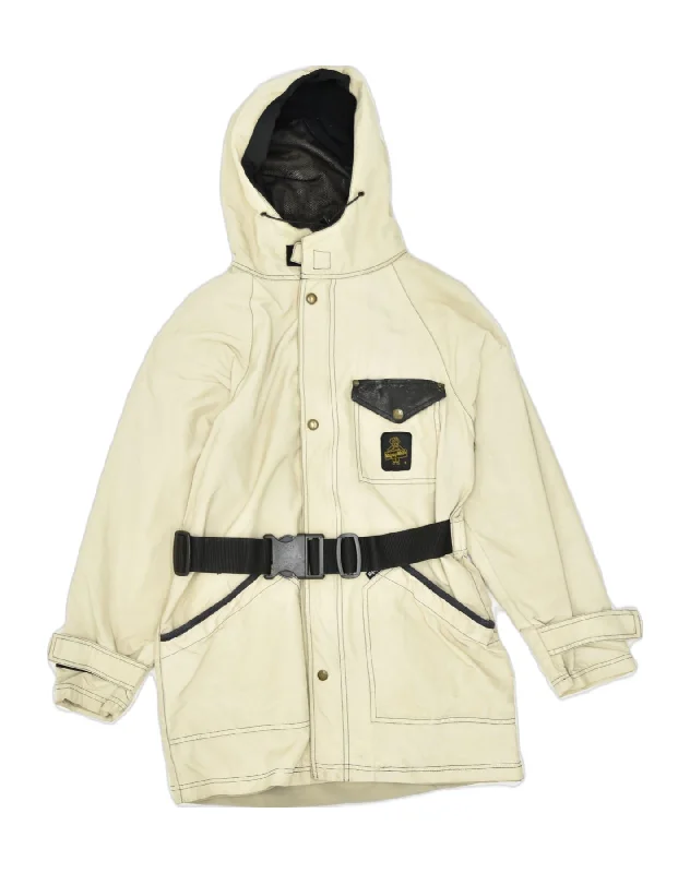 REFRIGIWEAR Mens Hooded Utility Jacket UK 34 2XS Beige Polyamide