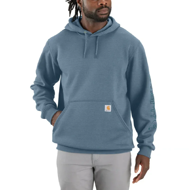 Carhartt Men's Signature Logo Hooded Pullover Sweatshirt_Thundercloud Heather