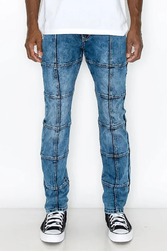 Slim-fit trousers Men's Cut & Sew Blocked Denim Jeans