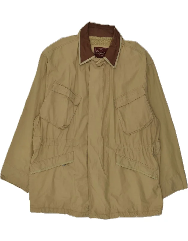 VINTAGE Mens Utility Jacket UK 42 XL Beige Nylon