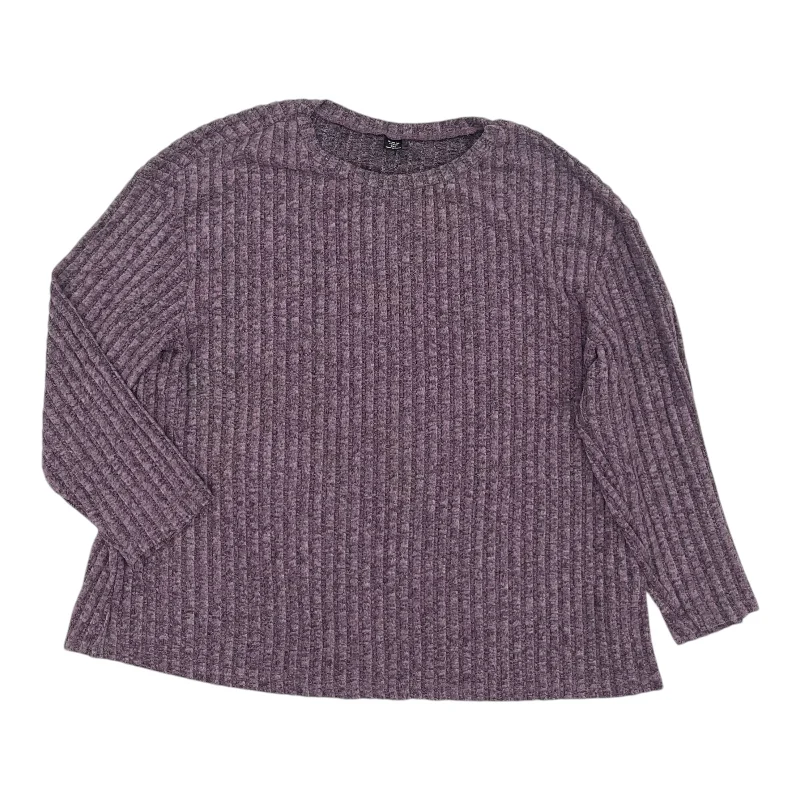 Wool blend Top Ls By Shein In Purple, Size:2X