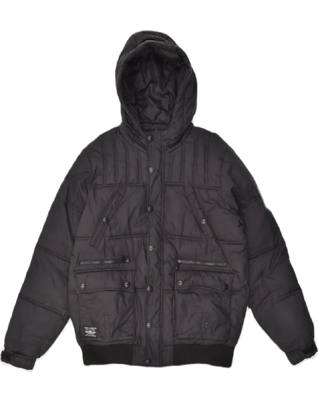 JACK & JONES Mens Hooded Padded Jacket UK 38 Medium Black Polyester