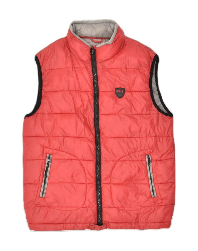 RIFLE Mens Padded Gilet UK 38 Medium Red Polyester