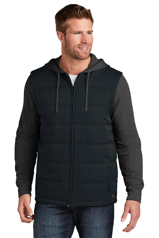 TravisMathew Mens Tides Up Wrinkle Resistant Full Zip Hooded Jacket - Black/Heather Black - New