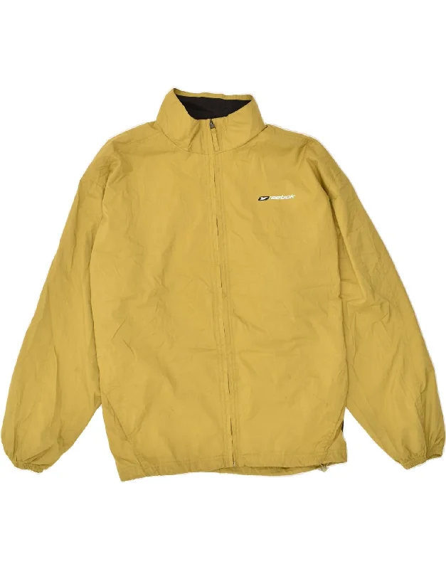 REEBOK Mens Loose Fit Rain Jacket UK 38 Medium Yellow Polyester