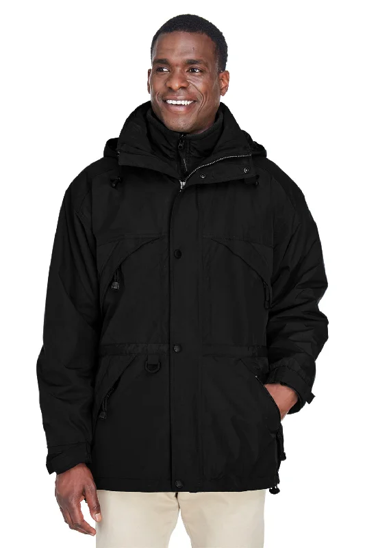 North End Mens 3-in-1 Water Resistant Full Zip Hooded Jacket - Black