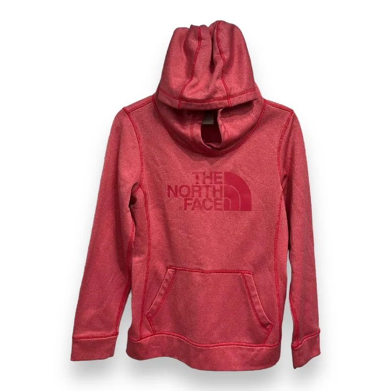 V-neck long sleeve Athletic Top Long Sleeve Hoodie By The North Face In Red, Size: S