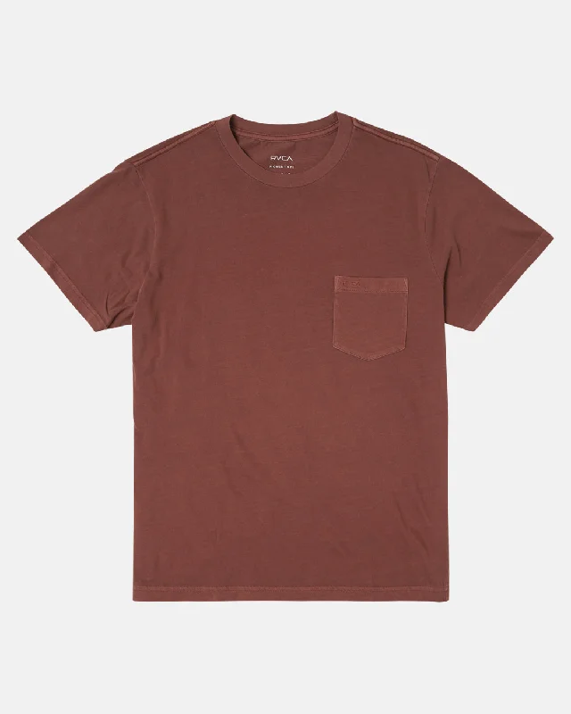 Comfortable fit RVCA Pigment Pocket Tee - Oxblood Red