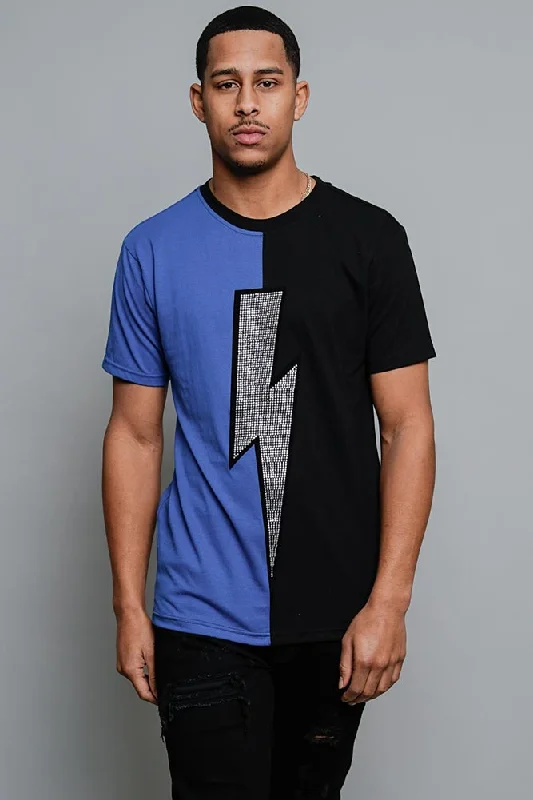 Slim cut Two Tone Crystal Thunderbolt T-Shirt