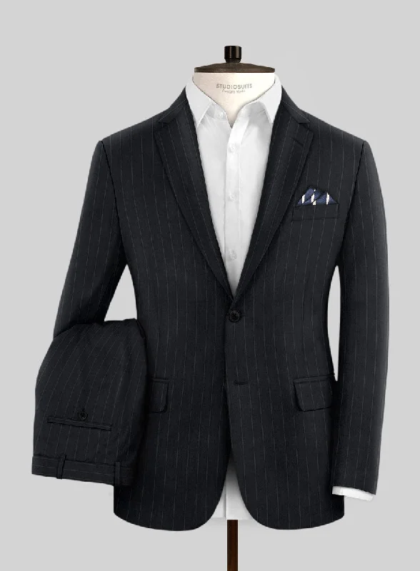 Vintage Hardy Minnis Midnight Blue Pinstripe Wool Suit