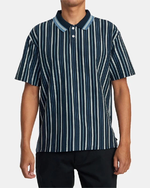 Bold design Uptown Stripe Short Sleeve Polo Shirt - Moody Blue