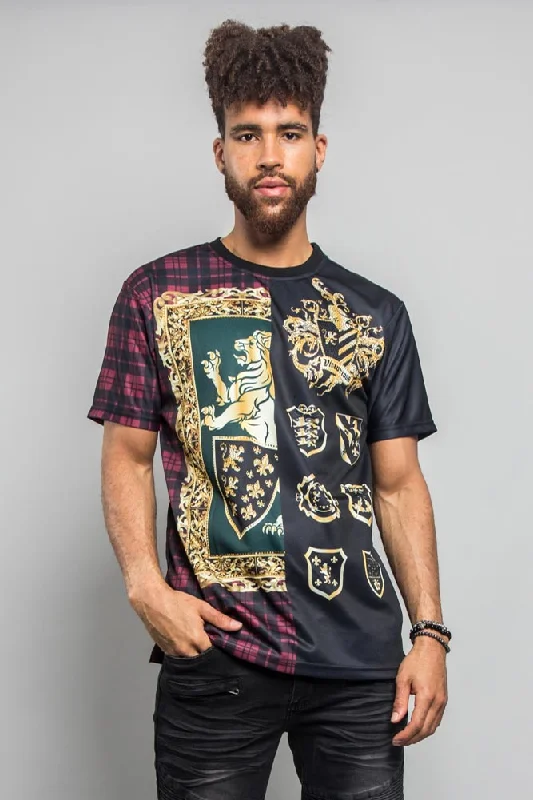 Bold design Plaid Mix Print T-Shirt