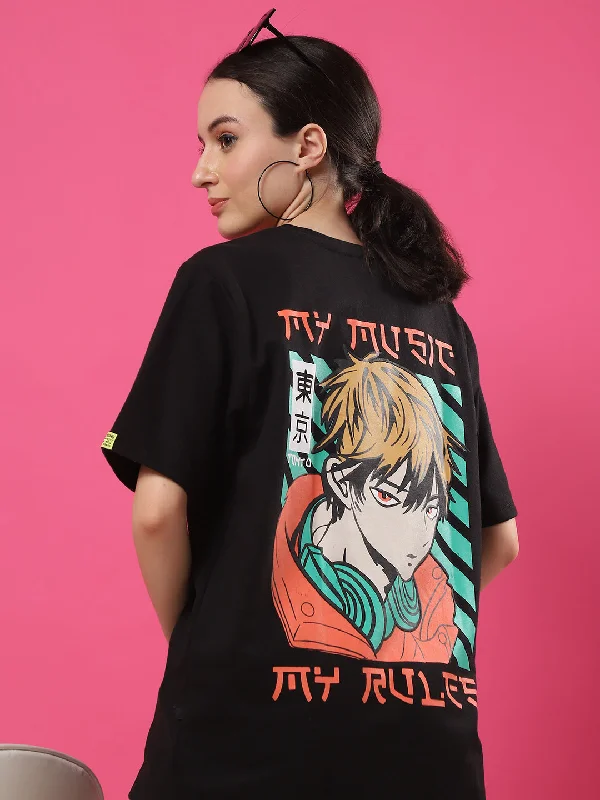 Printed logo Women's Oversized Terry T-shirt with Trendy Puff Print