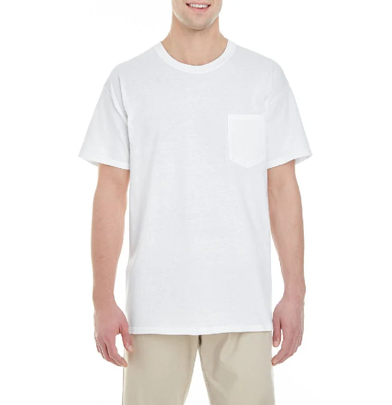 Plain tee Men's Short Sleeve Heavy Cotton Pocket Crew Neck Tee