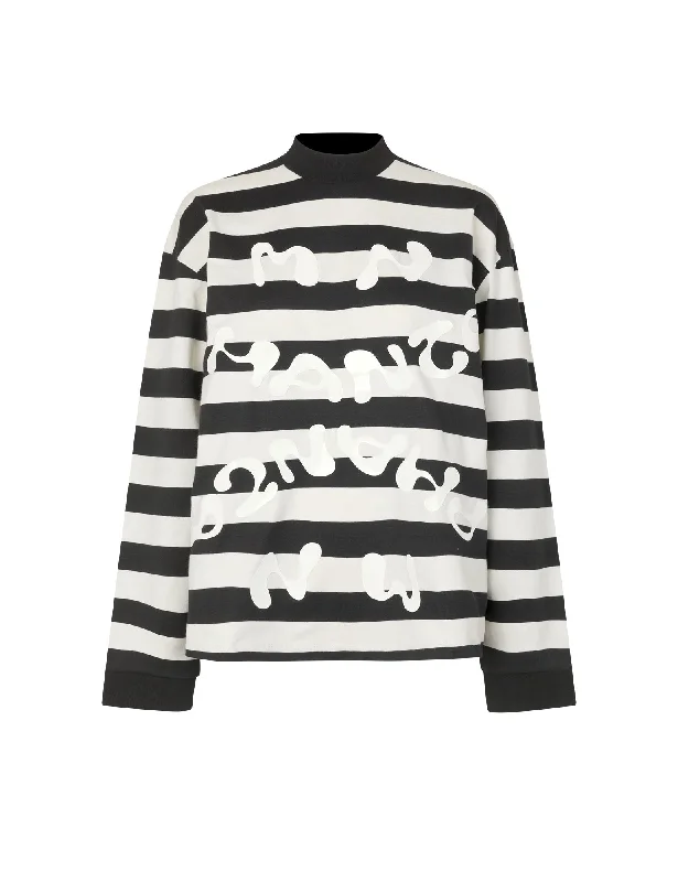 Long sleeve Heavy Single Stripe Jeti Tee LS, Snowwhite/Black