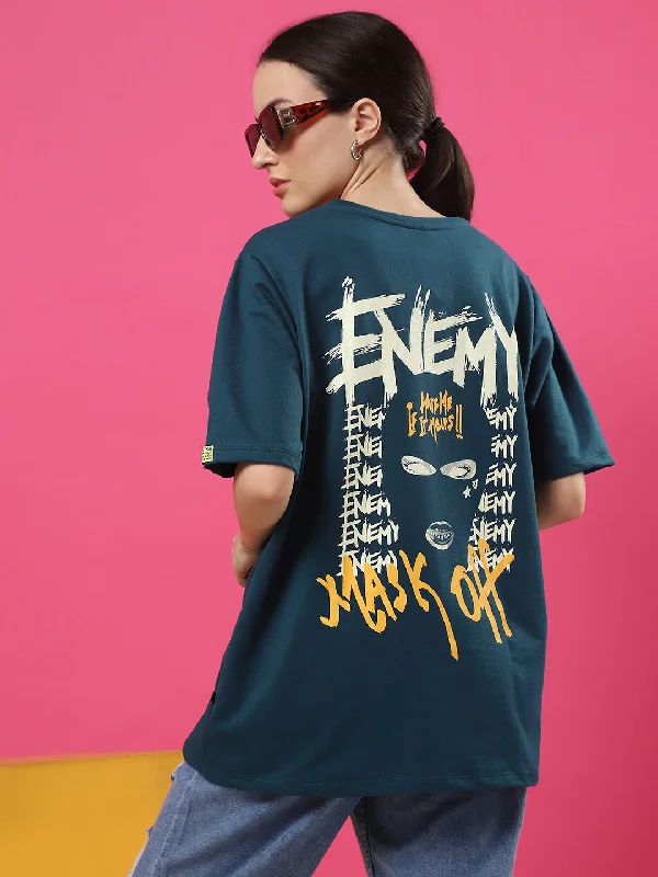 Comfortable tee Artistic Puff Print Oversized Terry T-Shirt