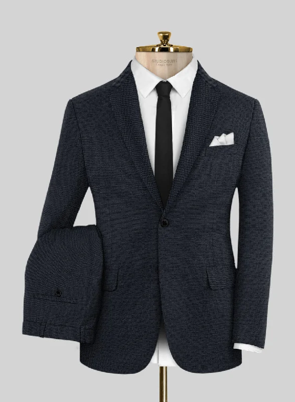 Sustainable Hardy Minnis Dark Blue Birdseye Wool Suit