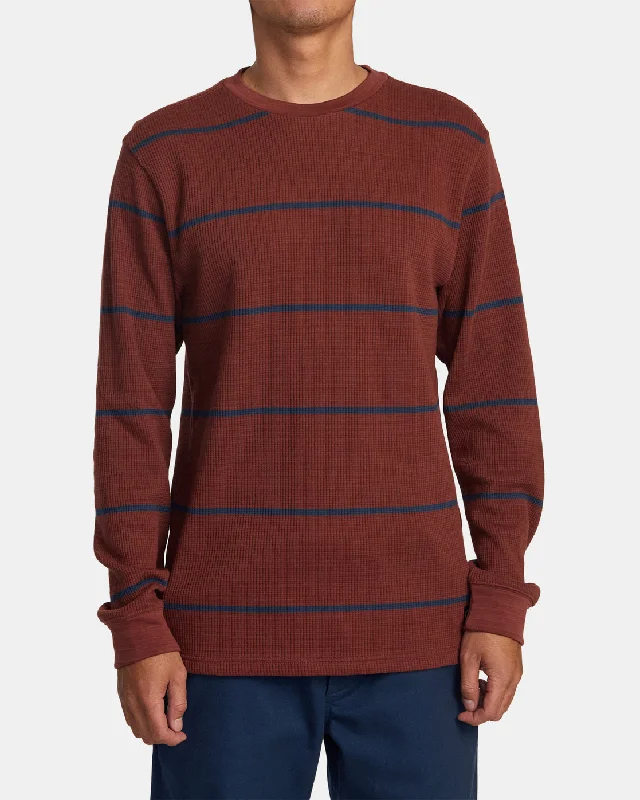 Stylish fit Dayshift Thermal Stripe Long Sleeve - Red Earth