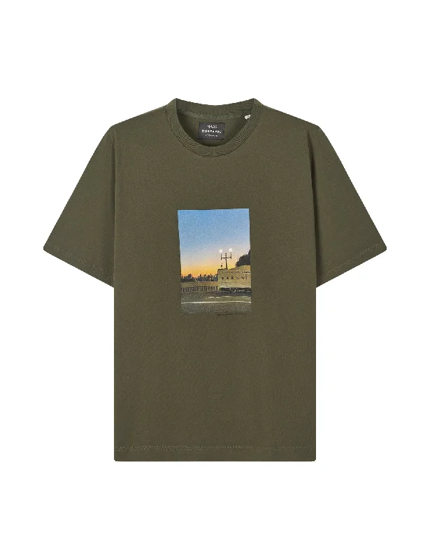 Premium fabric Cotton Jersey Frode Tokyo Diary Tee, Olive Night