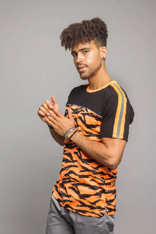 Soft-touch tee Reflective Tiger Striped T-Shirt