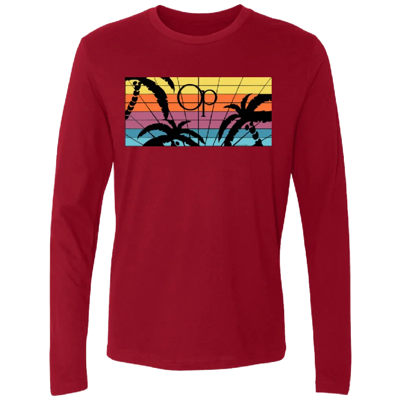 Solid color 3D Palms Long Sleeve Tee