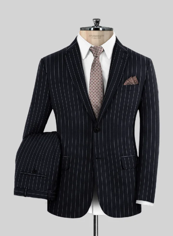 Couture Hardy Minnis Deep Blue Rope Stripe Wool Suit