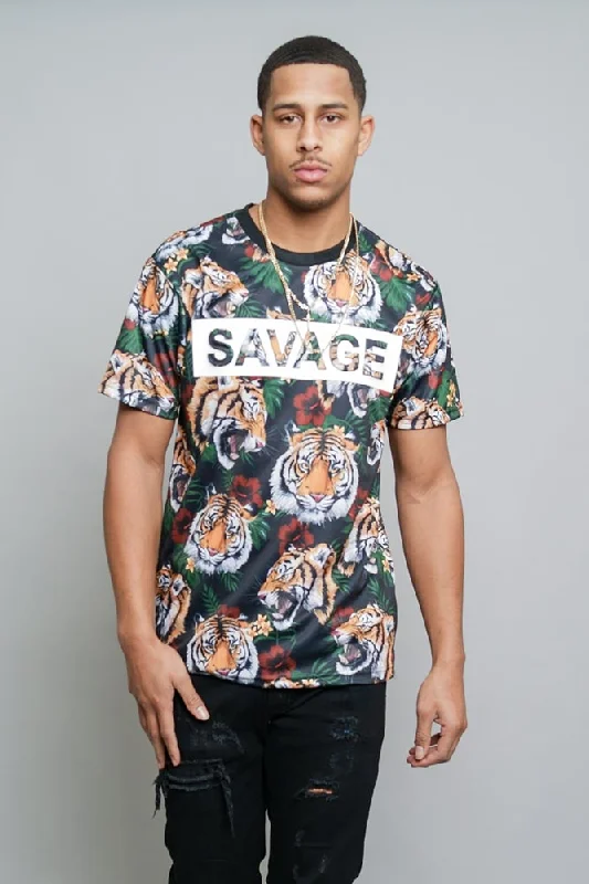 Soft-touch tee 3D Savage Tiger Print T-Shirt