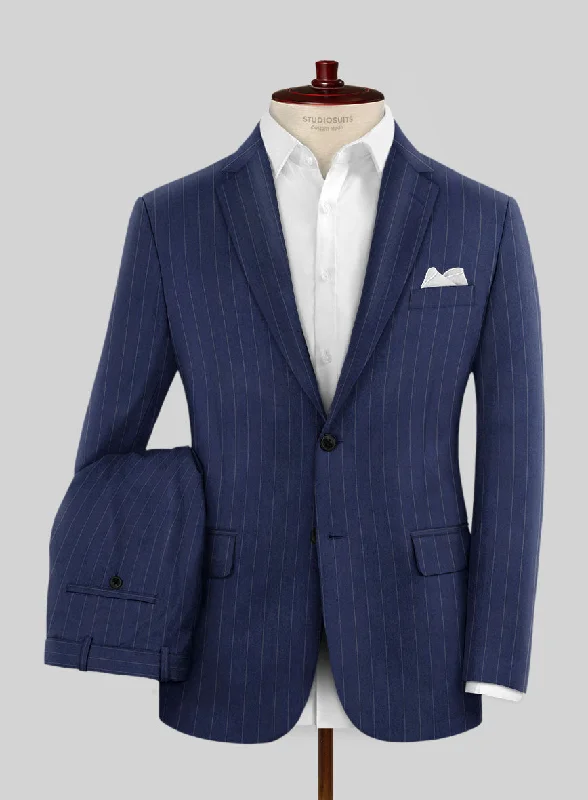 Modern-fit Hardy Minnis Royal Blue Pinstripe Wool Suit