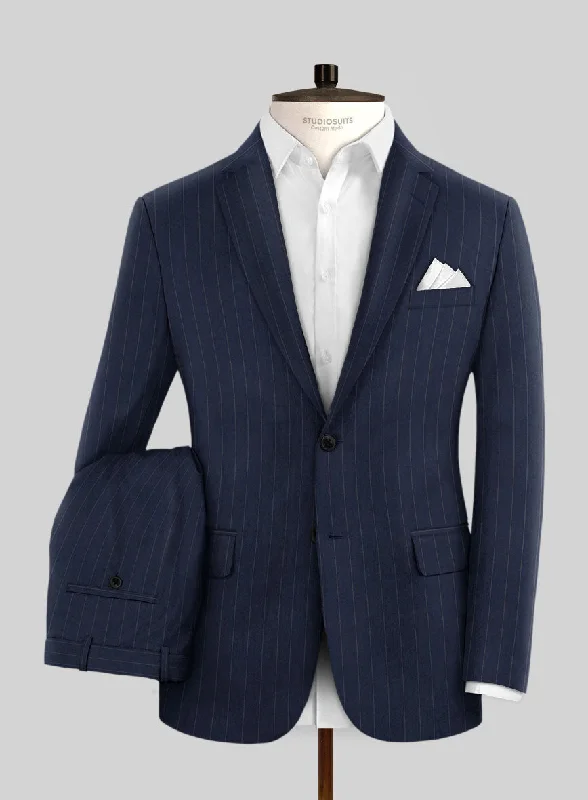 Formalwear Hardy Minnis Navy Blue Pinstripe Wool Suit