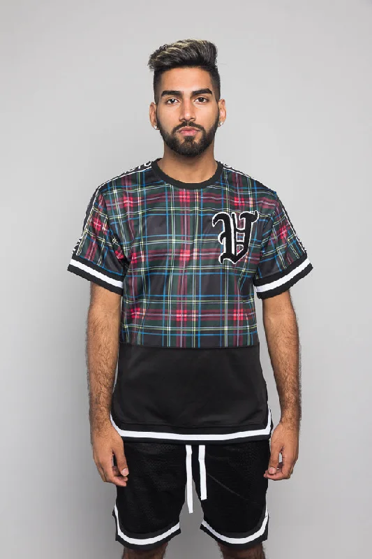 Classic fit Plaid V Baseball Jersey T-Shirt