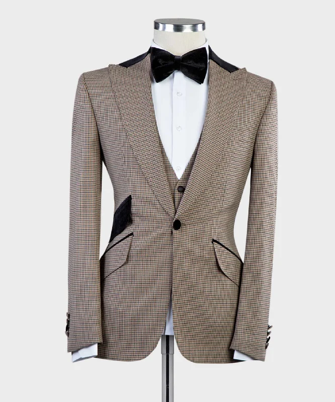 Wide-lapel Plaid Royal Suit