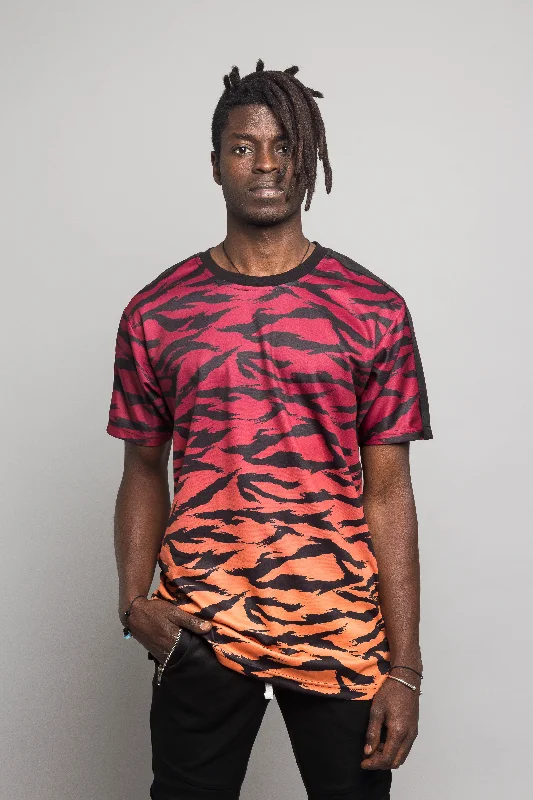 Athletic style Dip Dye Gradient Tiger T-Shirt